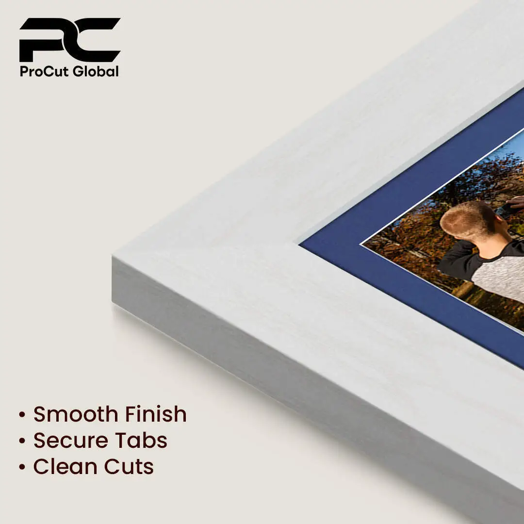 20x14" Ash White Modern Multi Aperture Photo Frame Holds A4 (x2) Photos With Blue Mount | Modern Collage Frame thumbnail 7
