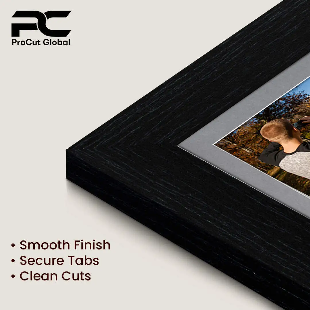 26x8" Black Modern Multi Aperture Photo Frame Holds 6x4" (x5) Photos With Mid Grey Mount | Modern Collage Frame thumbnail 7