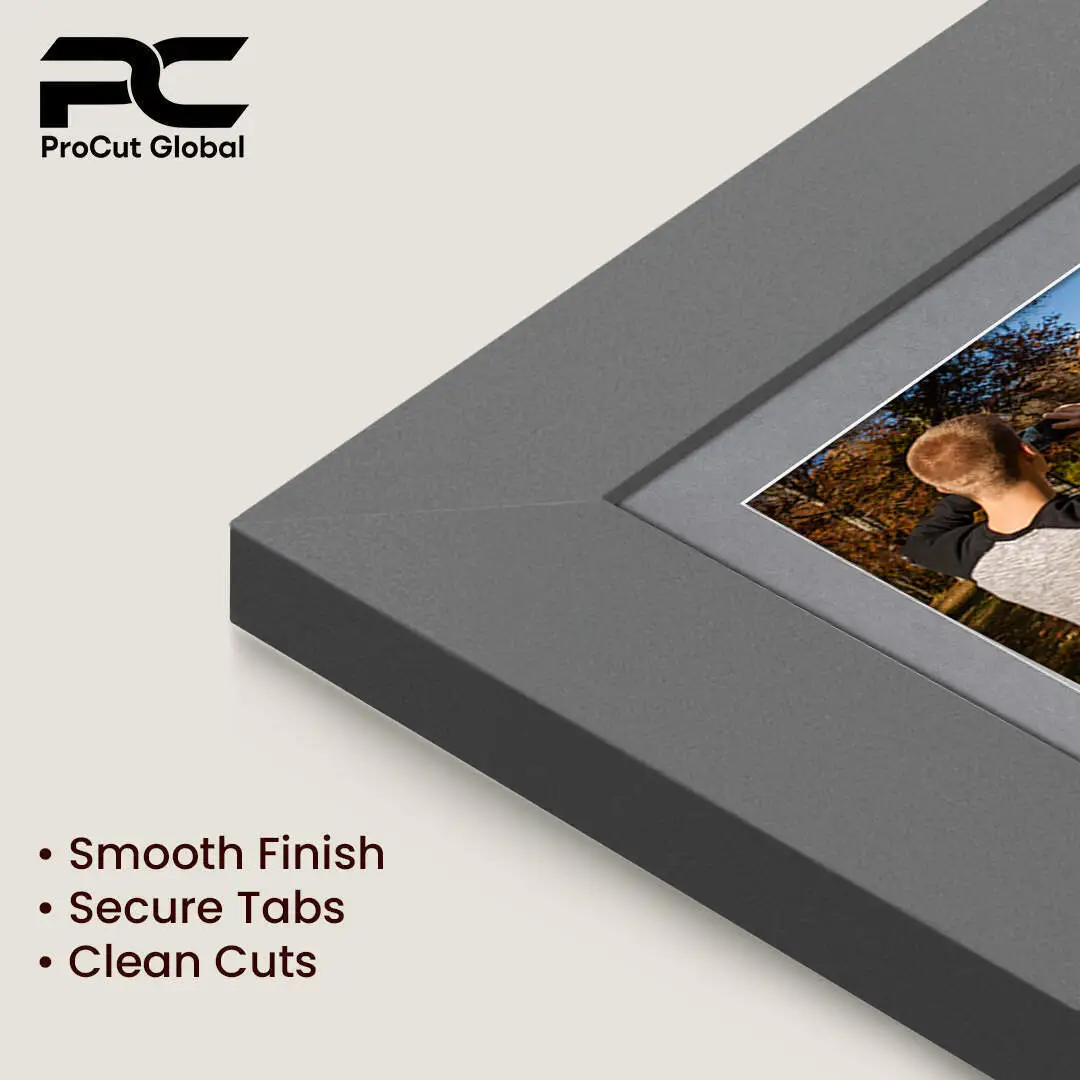 26x8" Dark Grey Modern Multi Aperture Photo Frame Holds 6x4" (x5) Photos With Mid Grey Mount | Modern Collage Frame thumbnail 7
