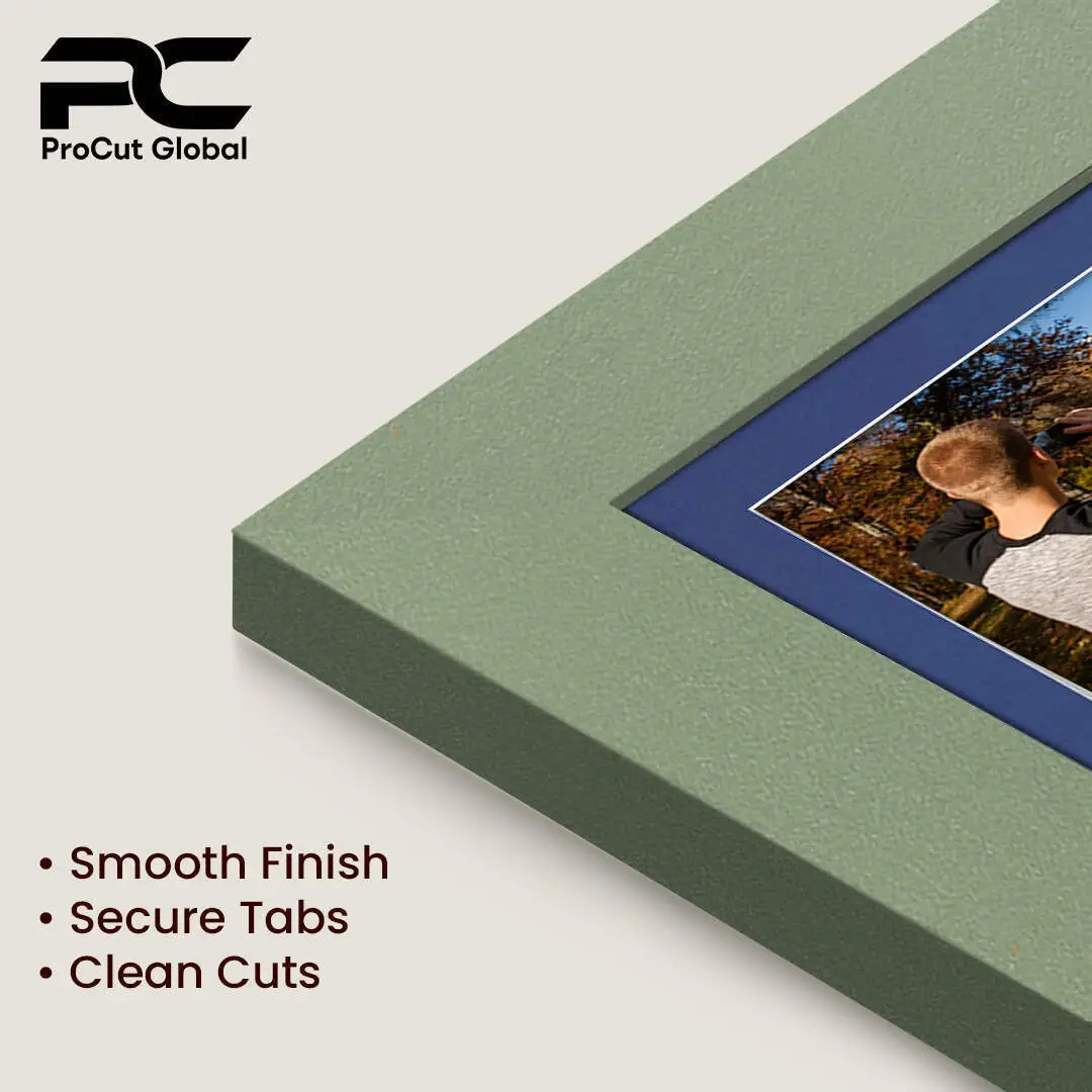 26x8" Green Modern Multi Aperture Photo Frame Holds 6x4" (x5) Photos With Blue Mount | Modern Collage Frame thumbnail 7