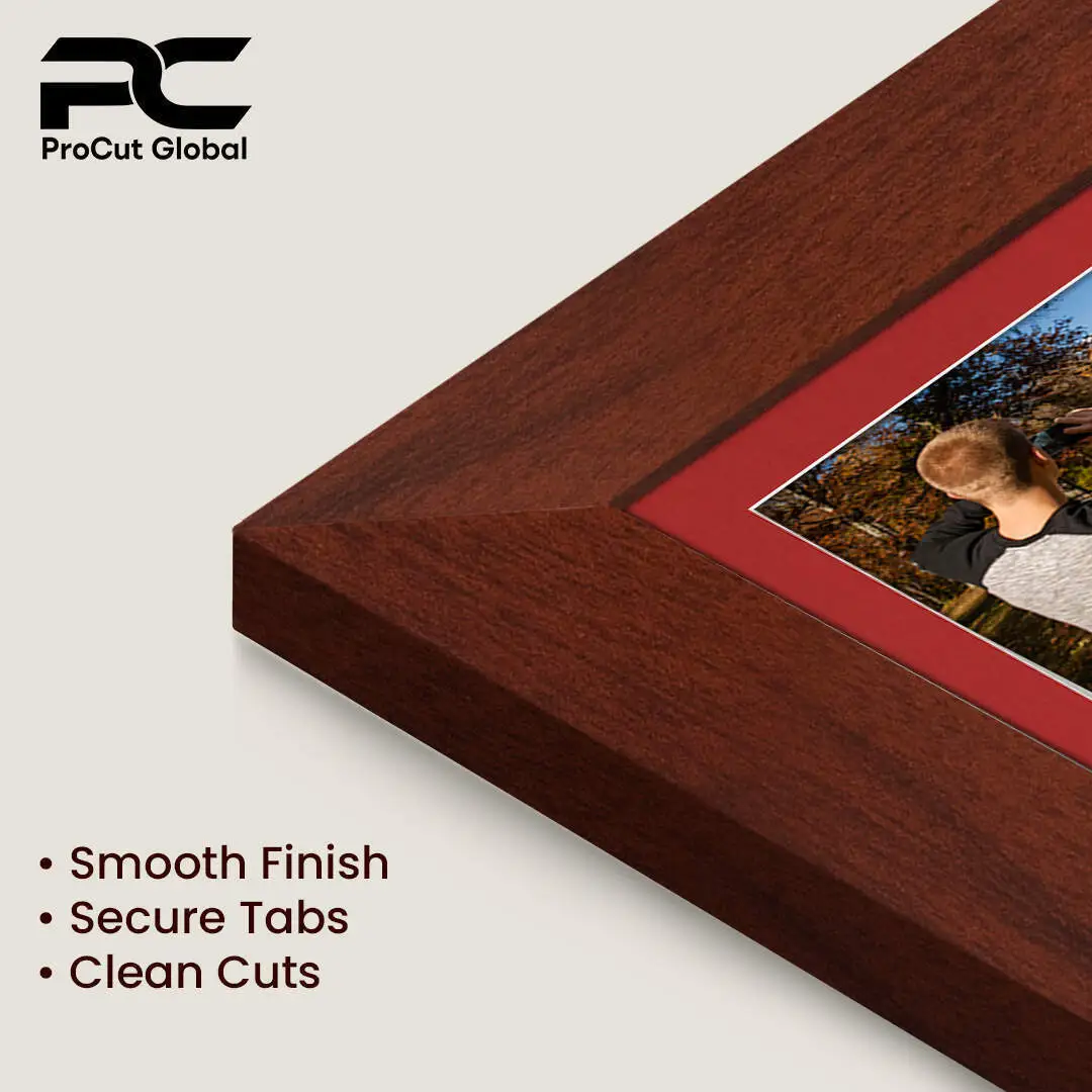 50x20cm Rose Wood Modern Multi Aperture Photo Frame Holds 6x4" (x4) Photos With Crimson Mount | Modern Collage Frame thumbnail 7