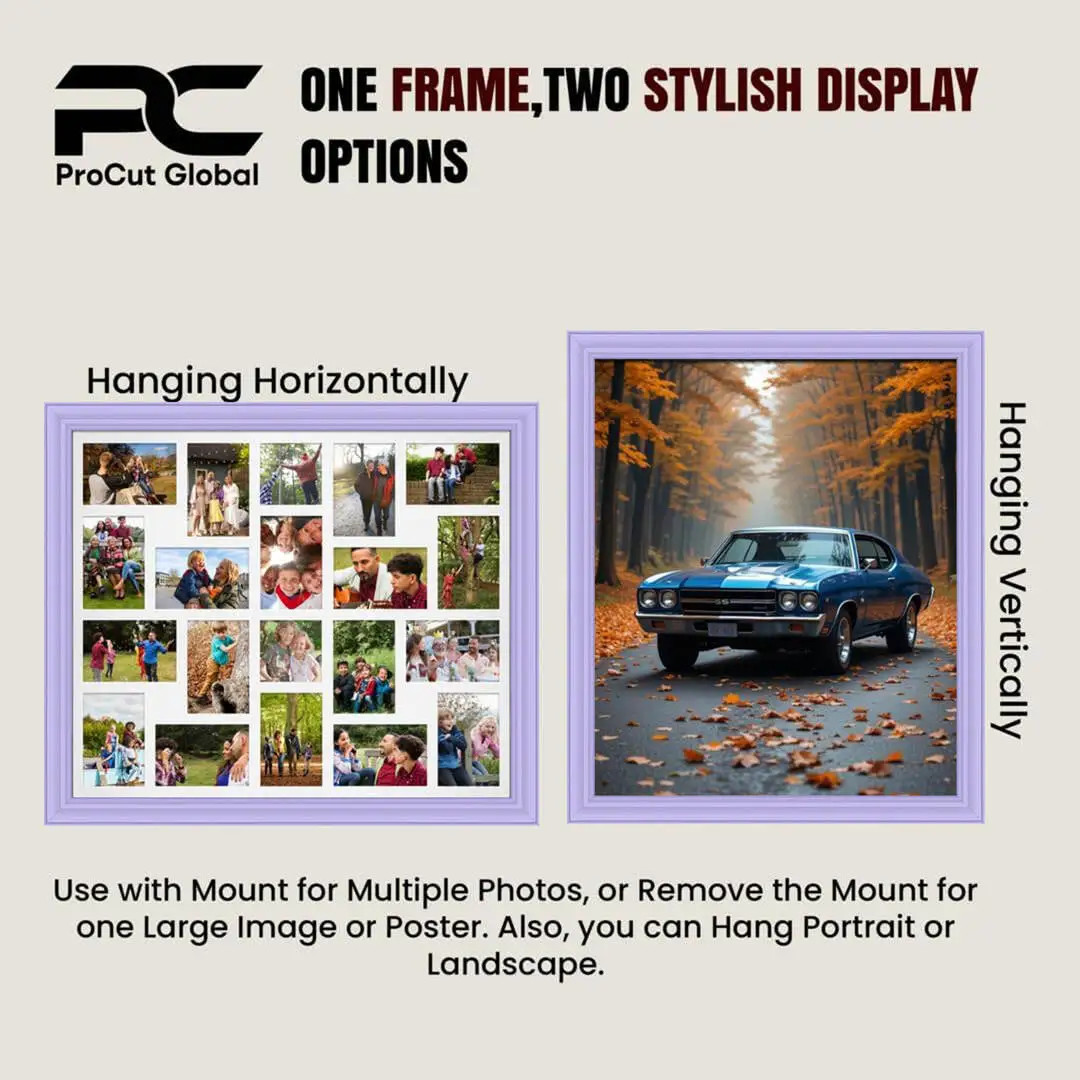 80x70cm Purple Classic Multi Aperture Photo Frame - Fits 6x4" (x18) & 4x4" (x2) Photos | Collage Frame thumbnail 4