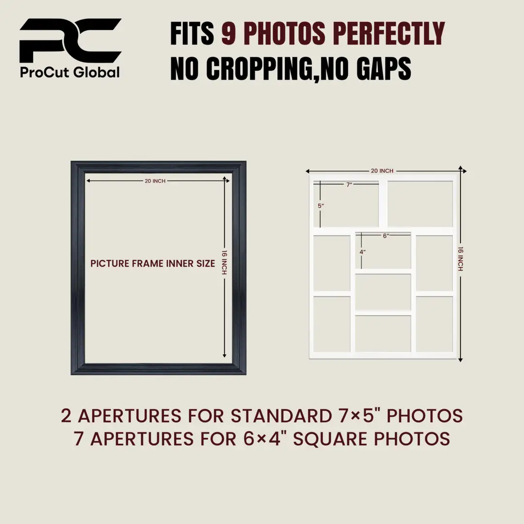 20x16" Oak Classic Multi Aperture Photo Frame - Fits 7x5" (x2) & 6x4" (x7) Photos | Collage Frame thumbnail 3