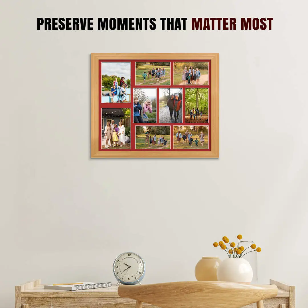20x16" Country Pine Classic Multi Aperture Photo Frame - Fits 7x5" (x2) & 6x4" (x7) Photos | Collage Frame thumbnail 2
