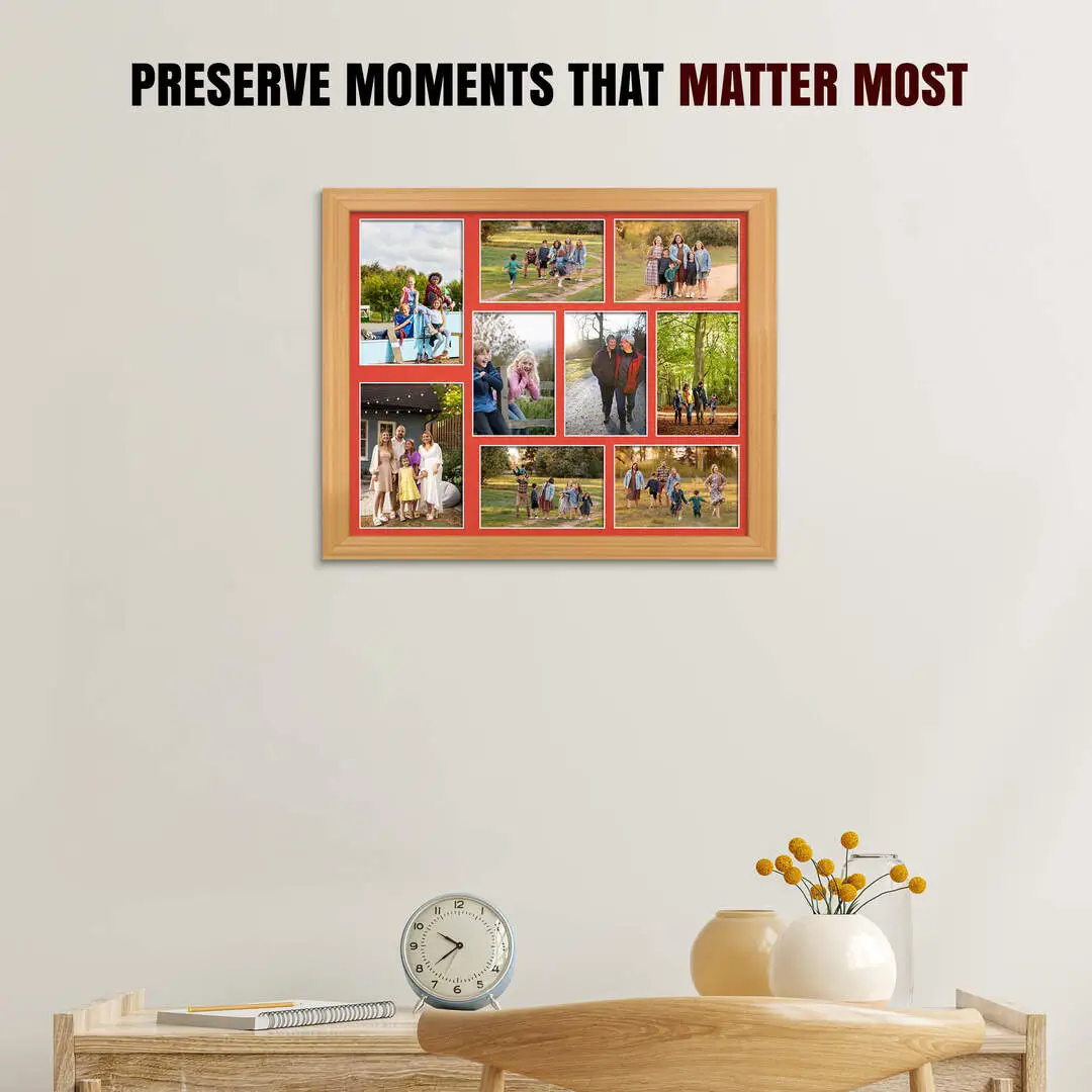 20x16" Country Pine Classic Multi Aperture Photo Frame - Fits 7x5" (x2) & 6x4" (x7) Photos | Collage Frame thumbnail 2