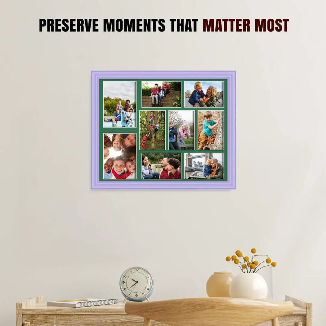 20x16" Purple Classic Multi Aperture Photo Frame - Fits 7x5" (x2) & 6x4" (x7) Photos | Collage Frame thumbnail 2