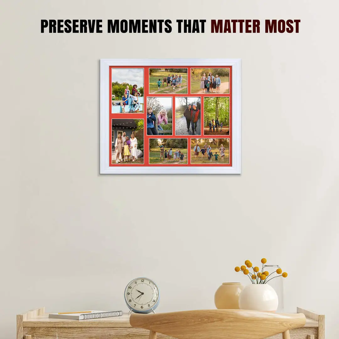 20x16" White Classic Multi Aperture Photo Frame - Fits 7x5" (x2) & 6x4" (x7) Photos | Collage Frame thumbnail 2