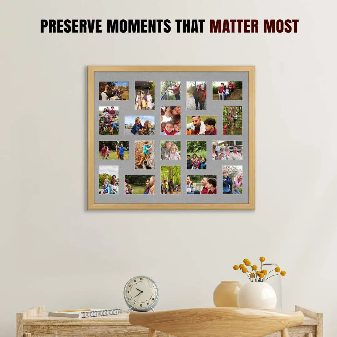 80x70cm Classic Country Pine Multi Aperture Photo Frame - Fits 6x4" (x18) & 4x4" (x2) Photos | Collage Frame thumbnail 2