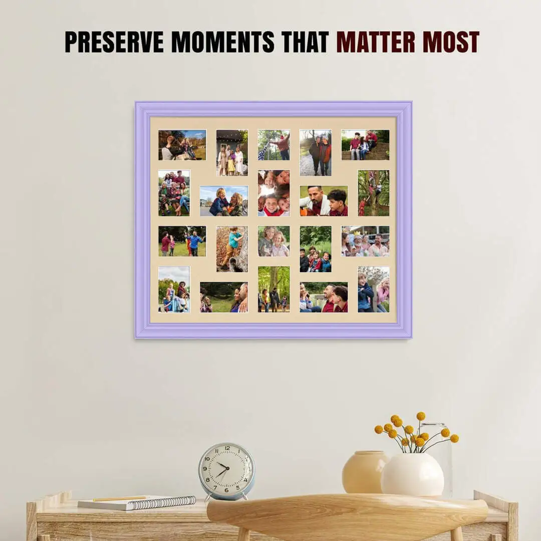 80x70cm Purple Classic Multi Aperture Photo Frame - Fits 6x4" (x18) & 4x4" (x2) Photos | Collage Frame thumbnail 2