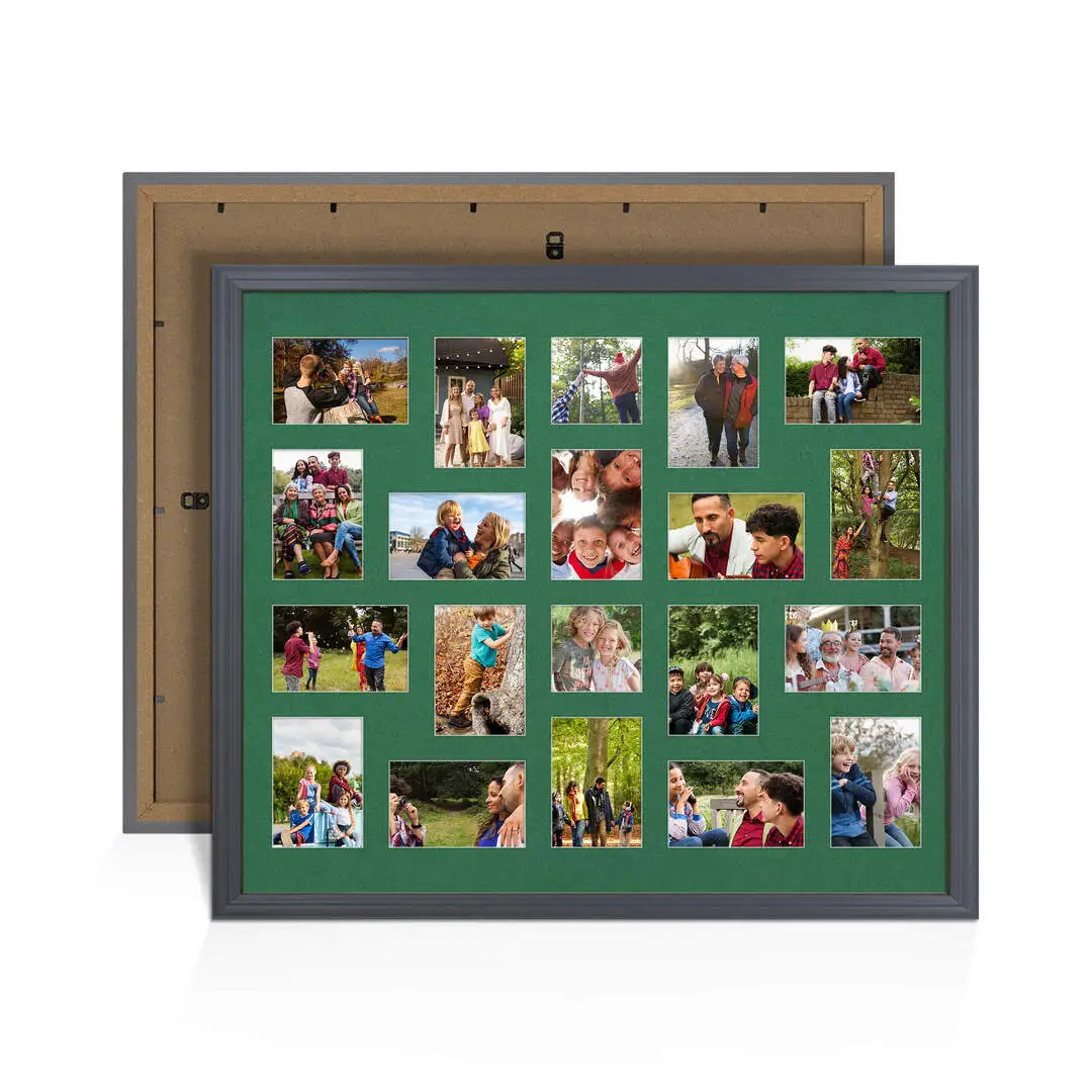 80x70cm Classic Dark Grey Multi Aperture Photo Frame - Fits 6x4" (x18) & 4x4" (x2) Photos | Collage Frame