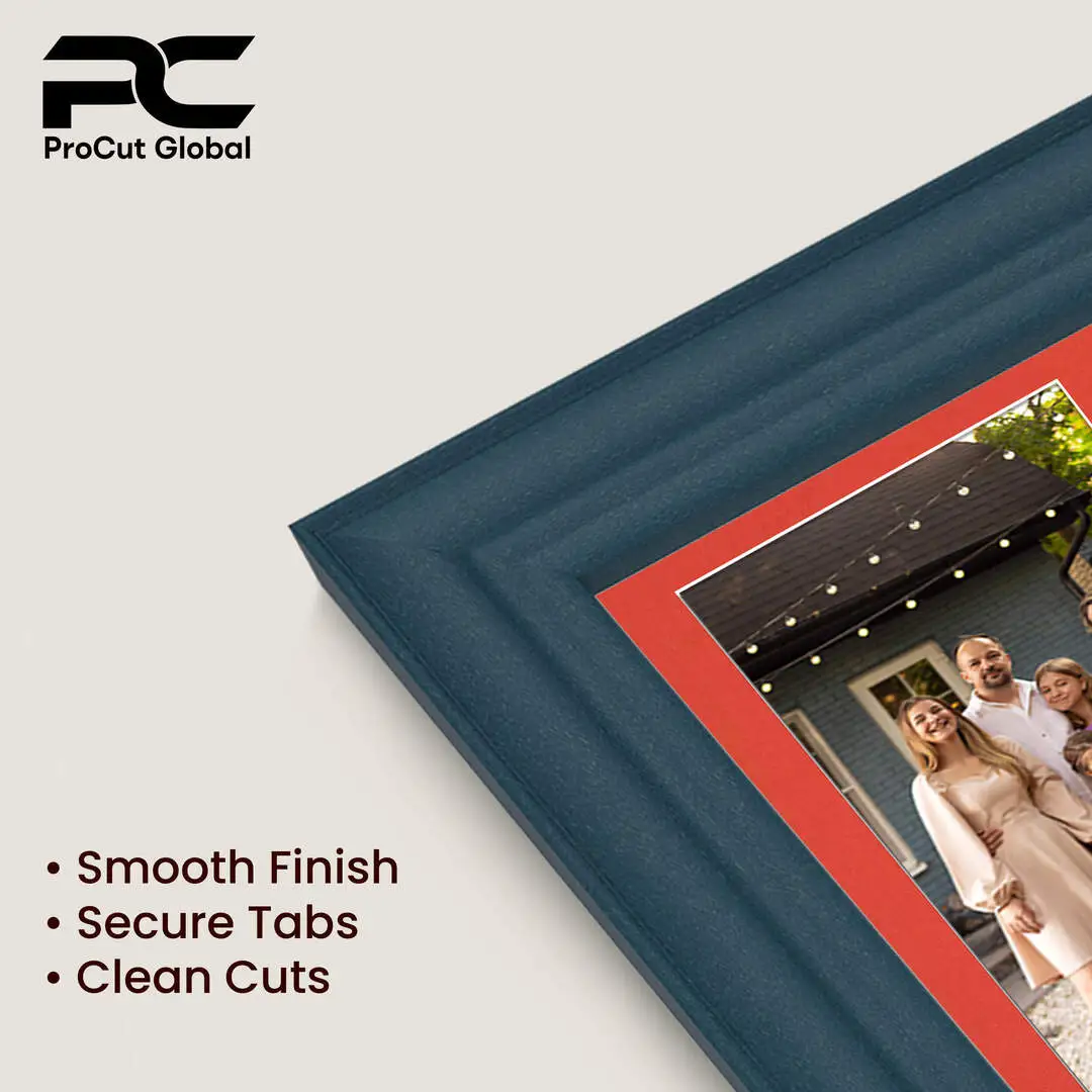 20x16" Navy Blue Classic Multi Aperture Photo Frame Holds 7x5" (x2) & 6x4" (x7) Photos With Poppy Red Mount | Modern Collage Frame thumbnail 7