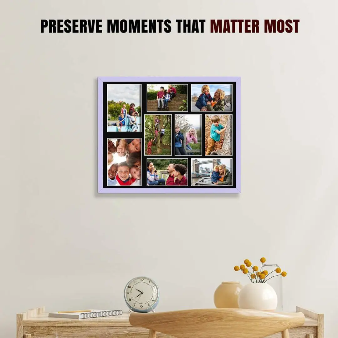 20x16" Purple Sleek Multi Aperture Photo Frame - Fits 7x5" (x2) & 6x4" (x7) Photos | Collage Frame thumbnail 2