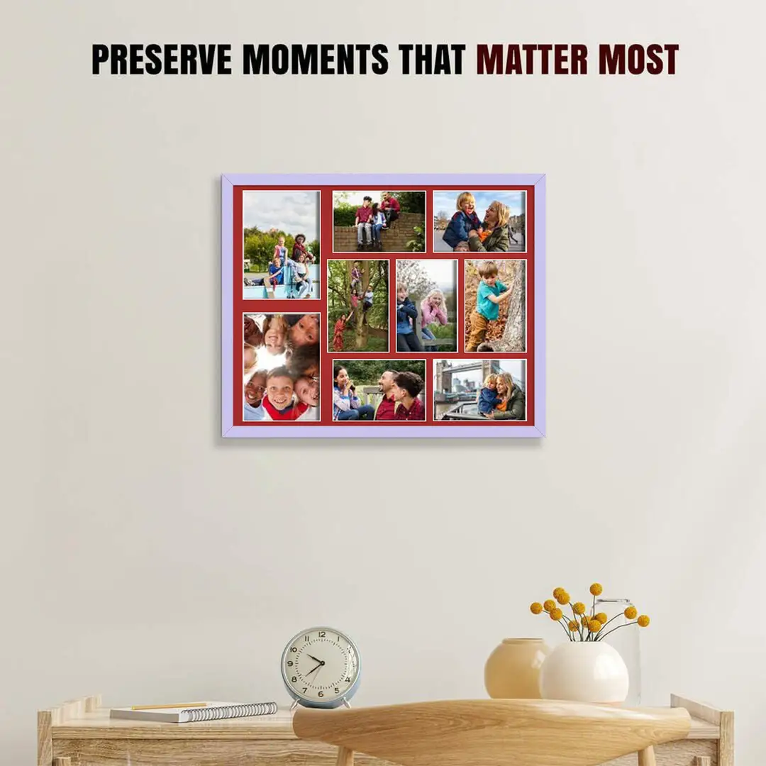 20x16" Sleek Purple Multi Aperture Photo Frame - Fits 7x5" (x2) & 6x4" (x7) Photos | Collage Frame thumbnail 2