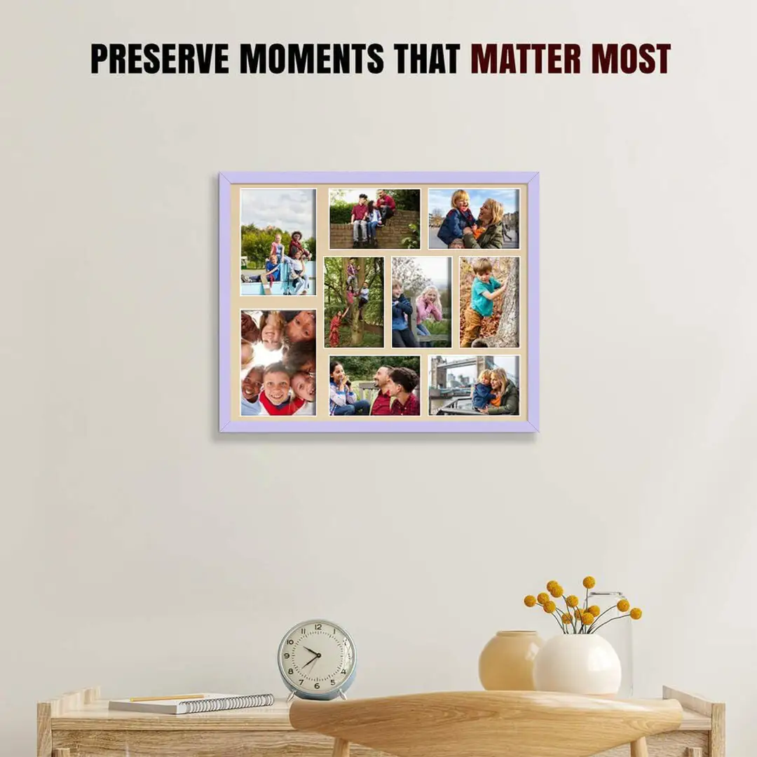 20x16" Purple Sleek Multi Aperture Photo Frame - Fits 7x5" (x2) & 6x4" (x7) Photos | Collage Frame thumbnail 2