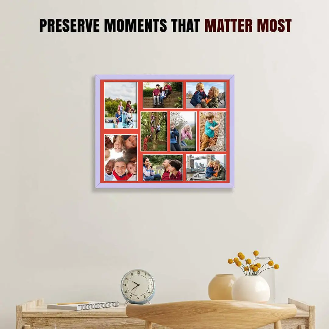 20x16" Sleek Purple Multi Aperture Photo Frame - Fits 7x5" (x2) & 6x4" (x7) Photos | Collage Frame thumbnail 2