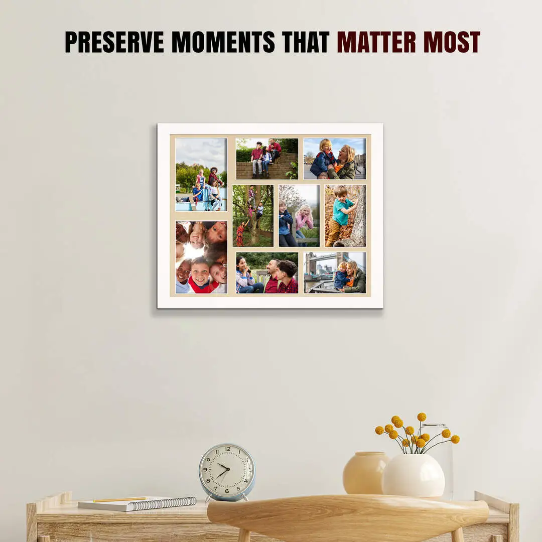 20x16" White Sleek Multi Aperture Photo Frame - Fits 7x5" (x2) & 6x4" (x7) Photos | Collage Frame thumbnail 2