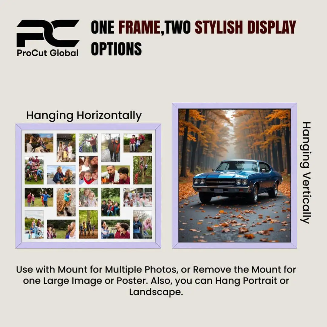 80x70cm Purple Modern Multi Aperture Photo Frame - Fits 6x4" (x18) & 4x4" (x2) Photos | Collage Frame thumbnail 4