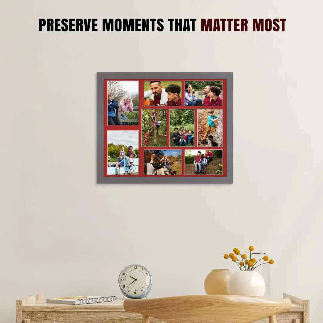 20x16" Modern Dark Grey Multi Aperture Photo Frame - Fits 7x5" (x2) & 6x4" (x7) Photos | Collage Frame thumbnail 2
