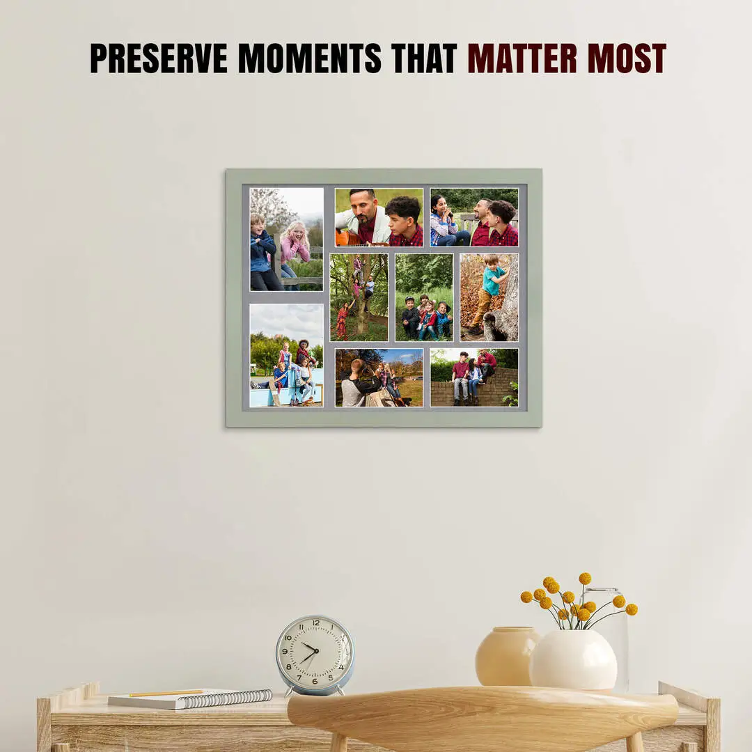 20x16" Modern Green Multi Aperture Photo Frame - Fits 7x5" (x2) & 6x4" (x7) Photos | Collage Frame thumbnail 2