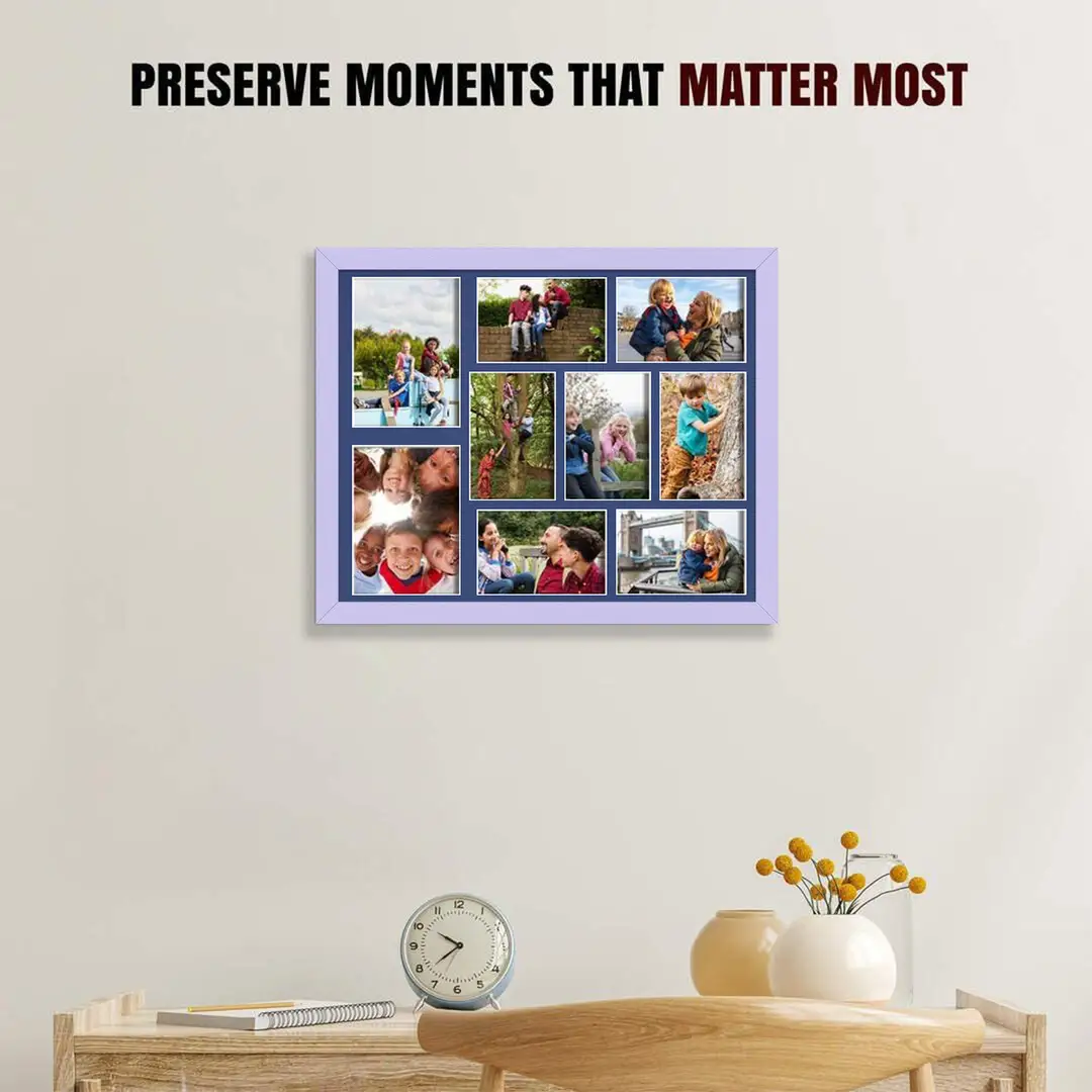 20x16" Purple Modern Multi Aperture Photo Frame - Fits 7x5" (x2) & 6x4" (x7) Photos | Collage Frame thumbnail 2