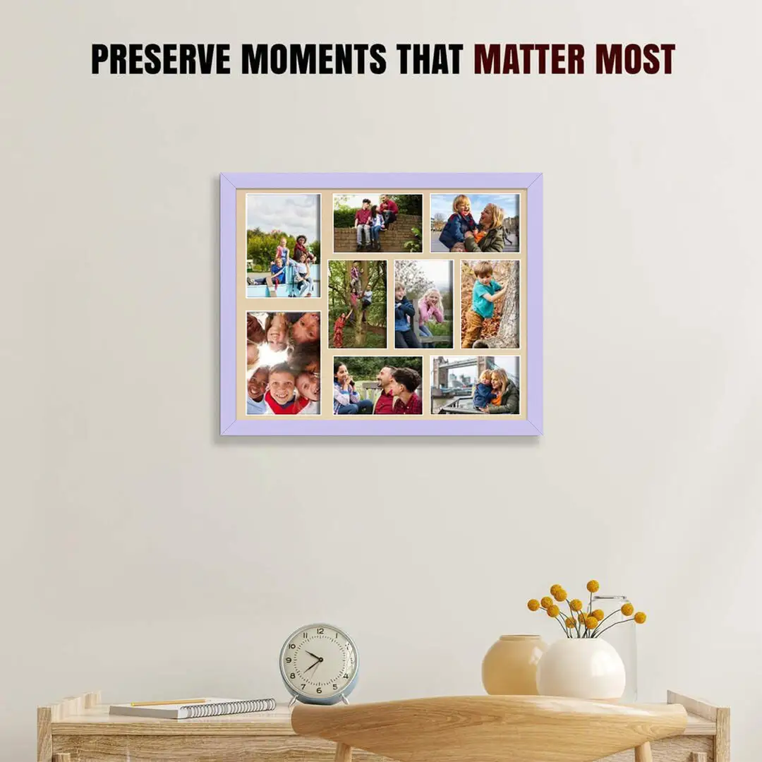 20x16" Modern Purple Multi Aperture Photo Frame - Fits 7x5" (x2) & 6x4" (x7) Photos | Collage Frame thumbnail 2