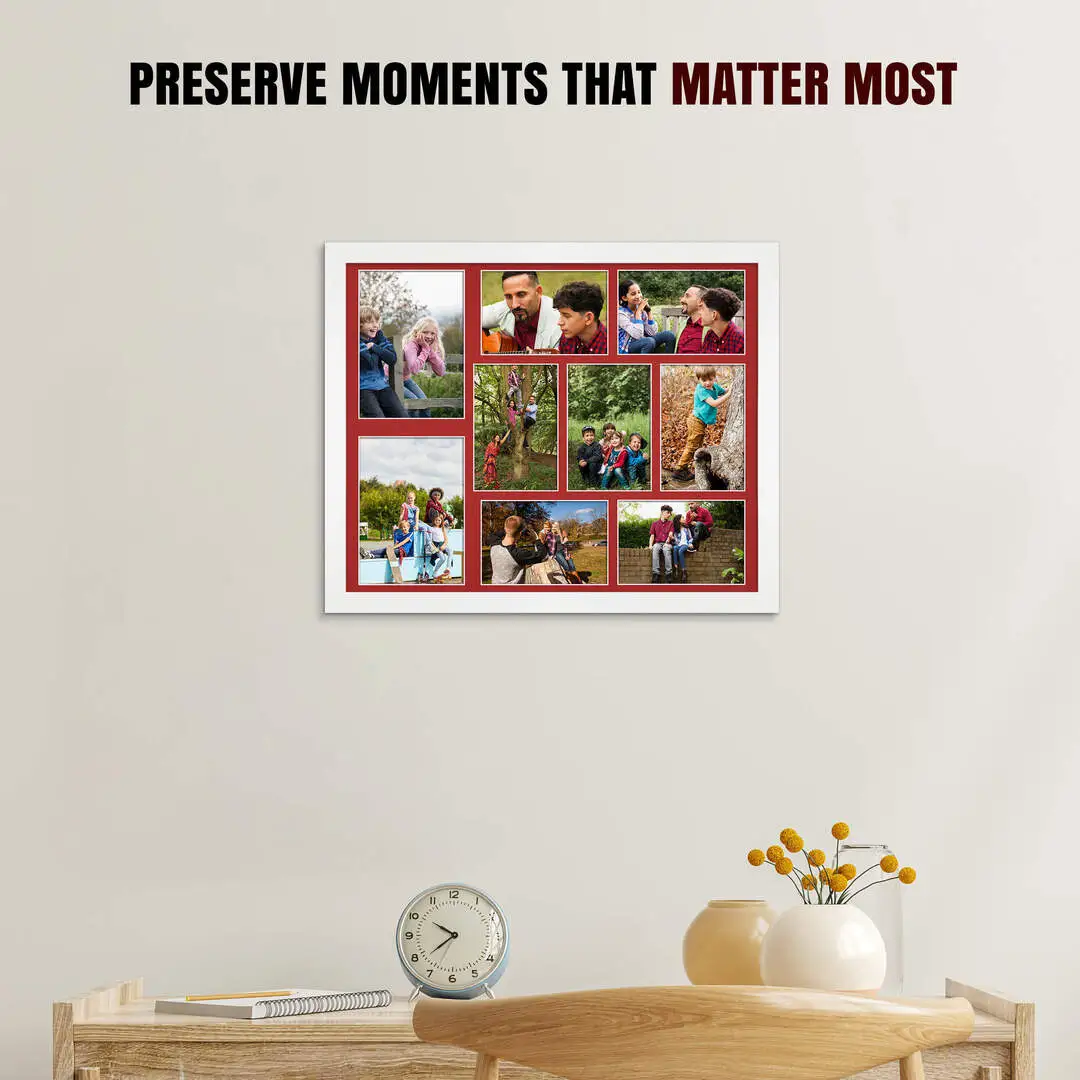 20x16" White Modern Multi Aperture Photo Frame - Fits 7x5" (x2) & 6x4" (x7) Photos | Collage Frame thumbnail 2