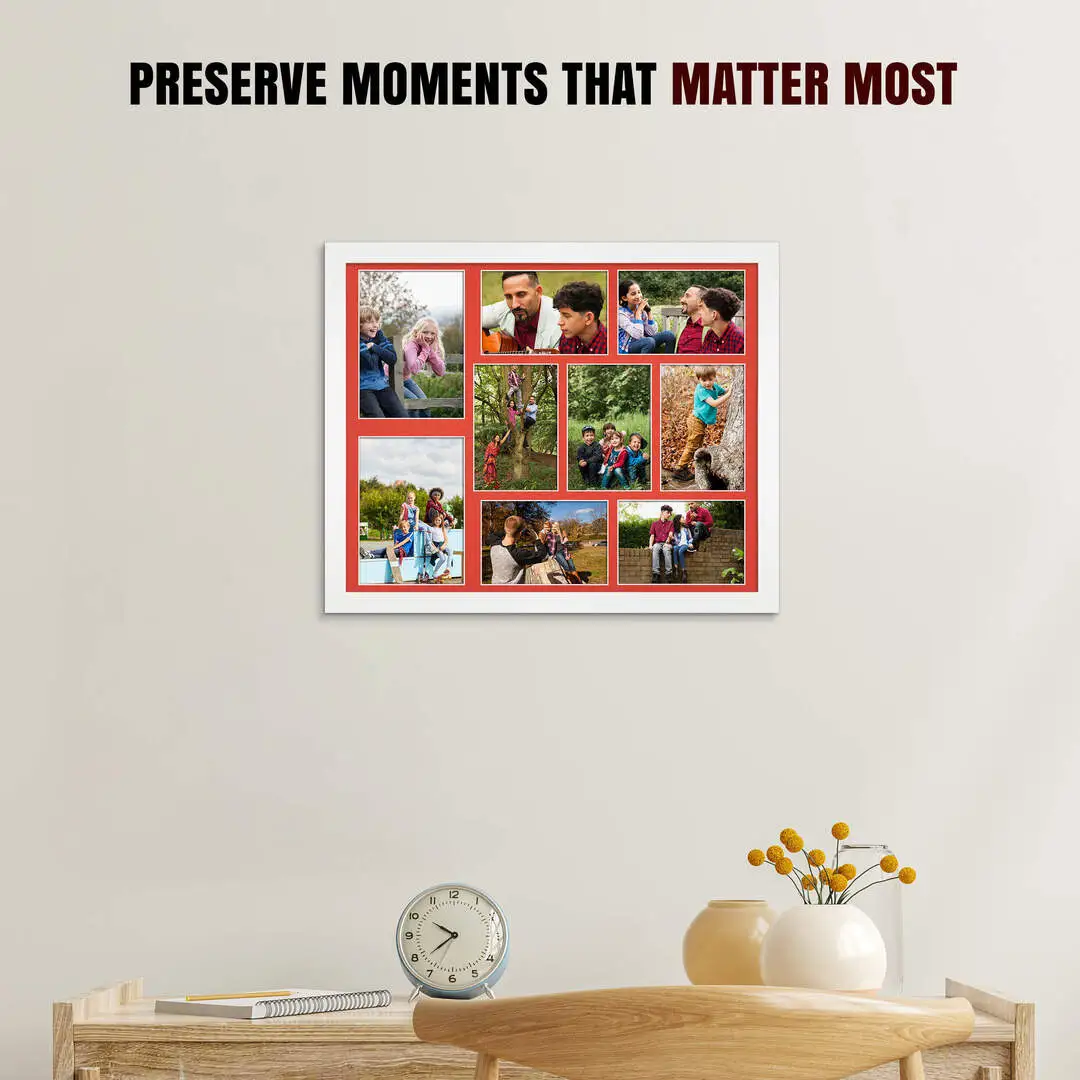 20x16" Modern White Multi Aperture Photo Frame - Fits 7x5" (x2) & 6x4" (x7) Photos | Collage Frame thumbnail 2