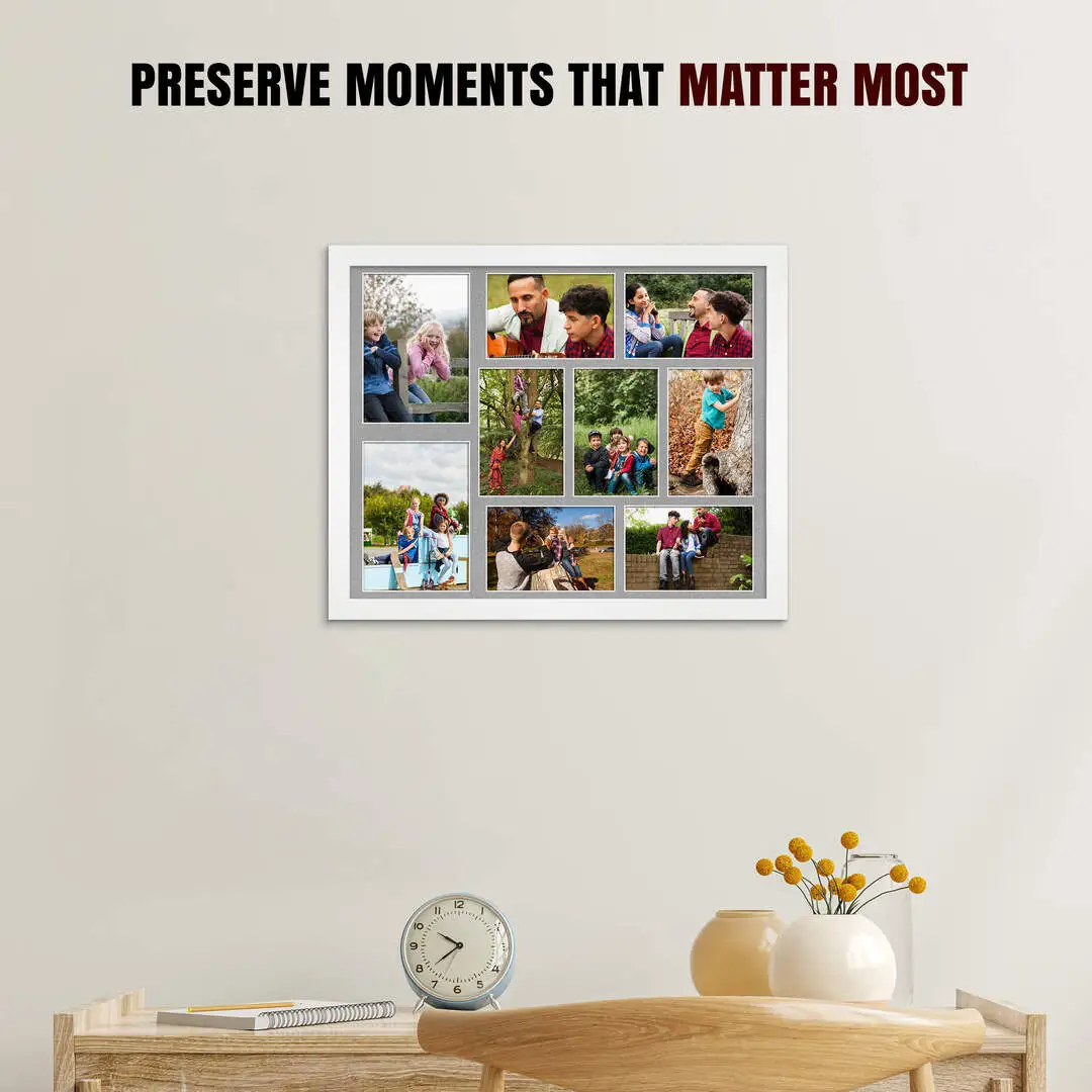 20x16" Modern White Multi Aperture Photo Frame - Fits 7x5" (x2) & 6x4" (x7) Photos | Collage Frame thumbnail 2