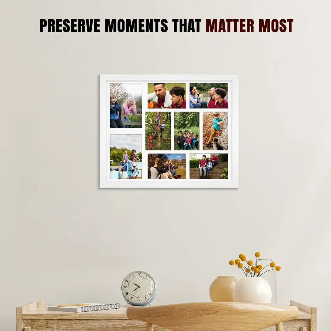 20x16" Modern White Multi Aperture Photo Frame - Fits 7x5" (x2) & 6x4" (x7) Photos | Collage Frame thumbnail 2
