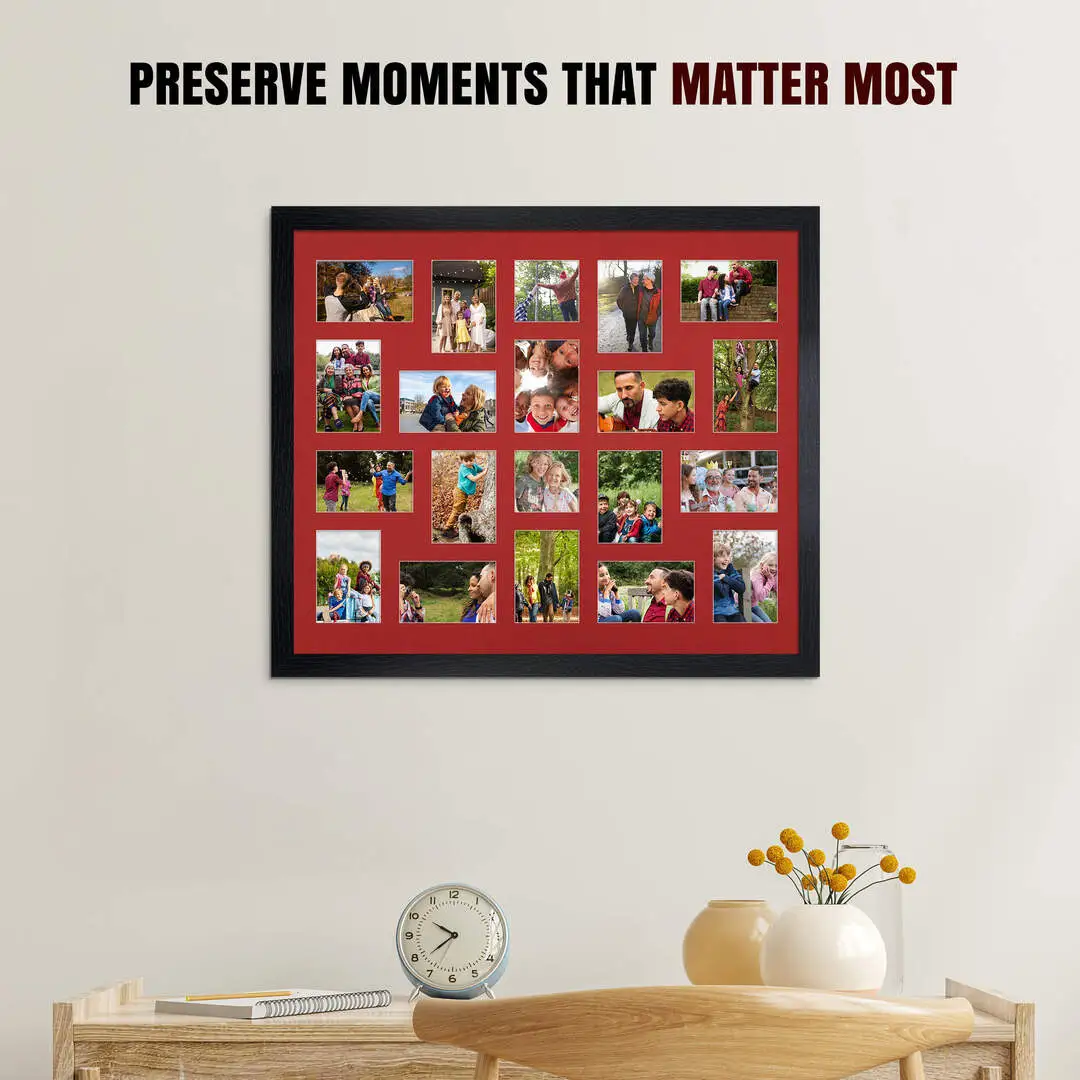 80x70cm Black Modern Multi Aperture Photo Frame - Fits 6x4" (x18) & 4x4" (x2) Photos | Collage Frame thumbnail 2