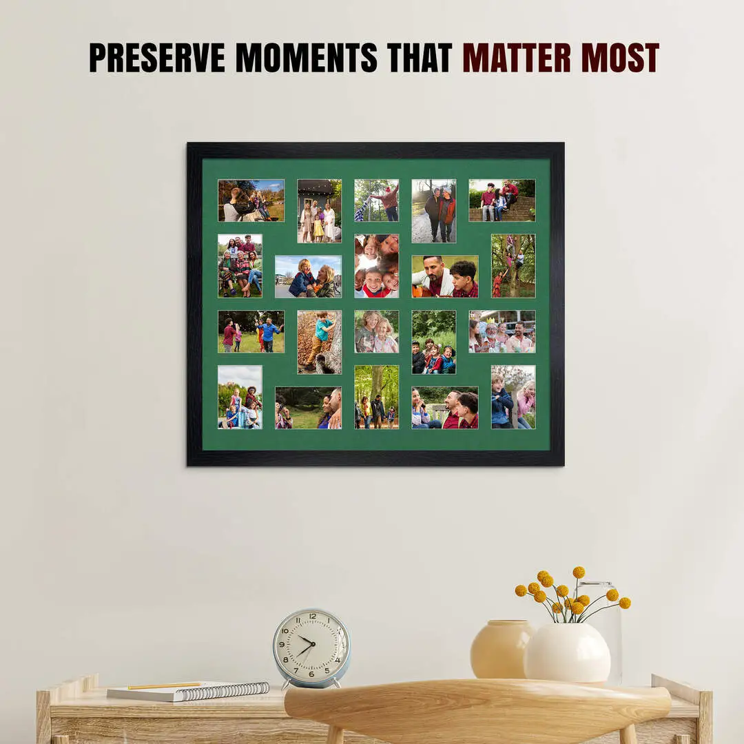 80x70cm Black Modern Multi Aperture Photo Frame - Fits 6x4" (x18) & 4x4" (x2) Photos | Collage Frame thumbnail 2