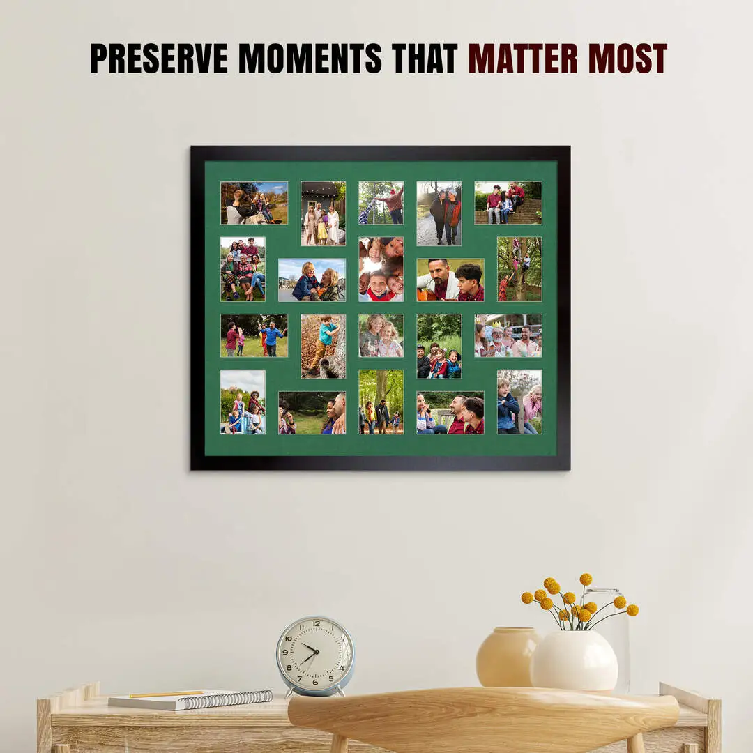 80x70cm Modern Matte Black Multi Aperture Photo Frame - Fits 6x4" (x18) & 4x4" (x2) Photos | Collage Frame thumbnail 2