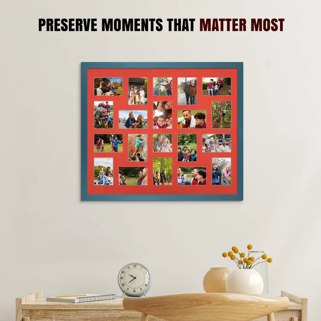 80x70cm Modern Navy Blue Multi Aperture Photo Frame - Fits 6x4" (x18) & 4x4" (x2) Photos | Collage Frame thumbnail 2