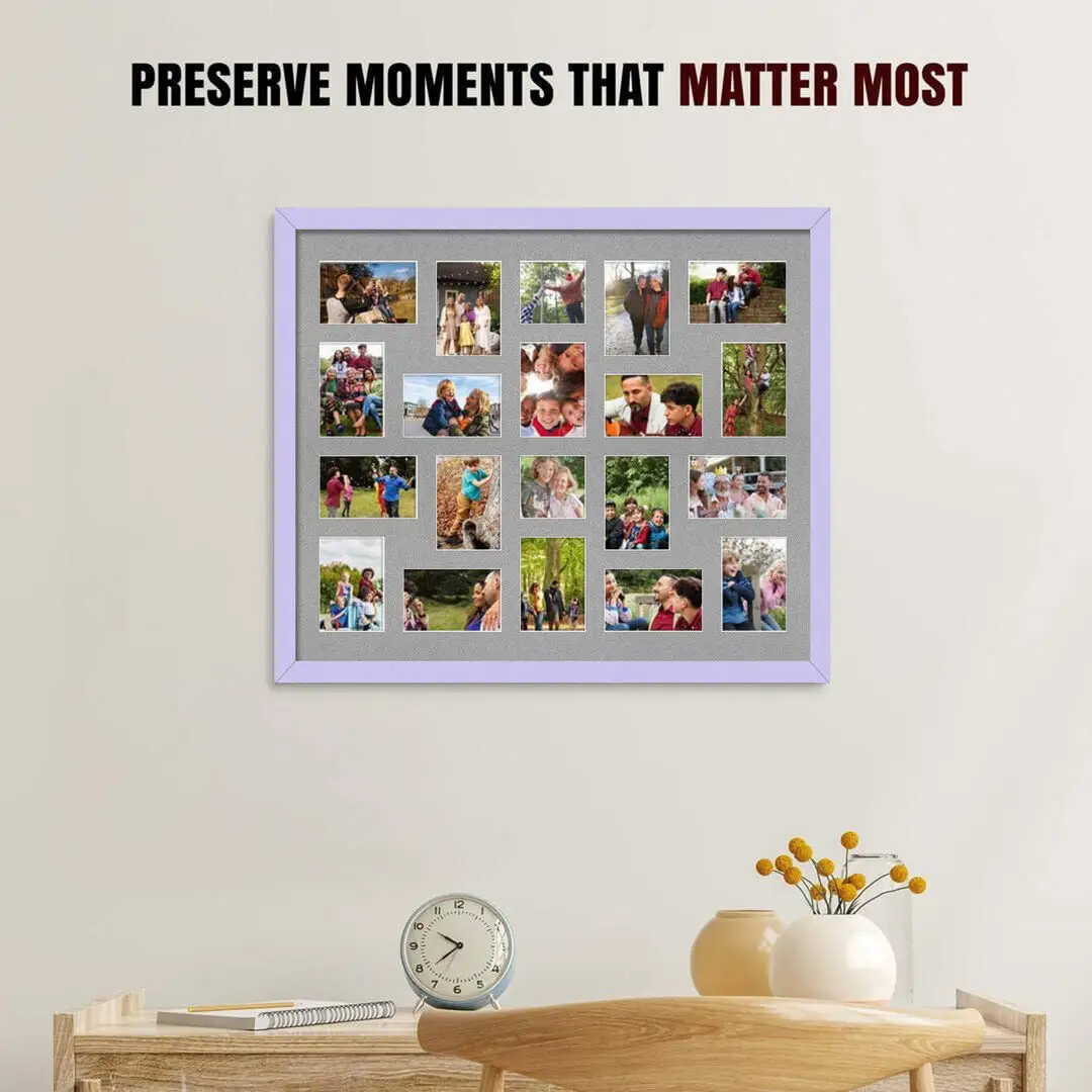 80x70cm Purple Modern Multi Aperture Photo Frame - Fits 6x4" (x18) & 4x4" (x2) Photos | Collage Frame thumbnail 2