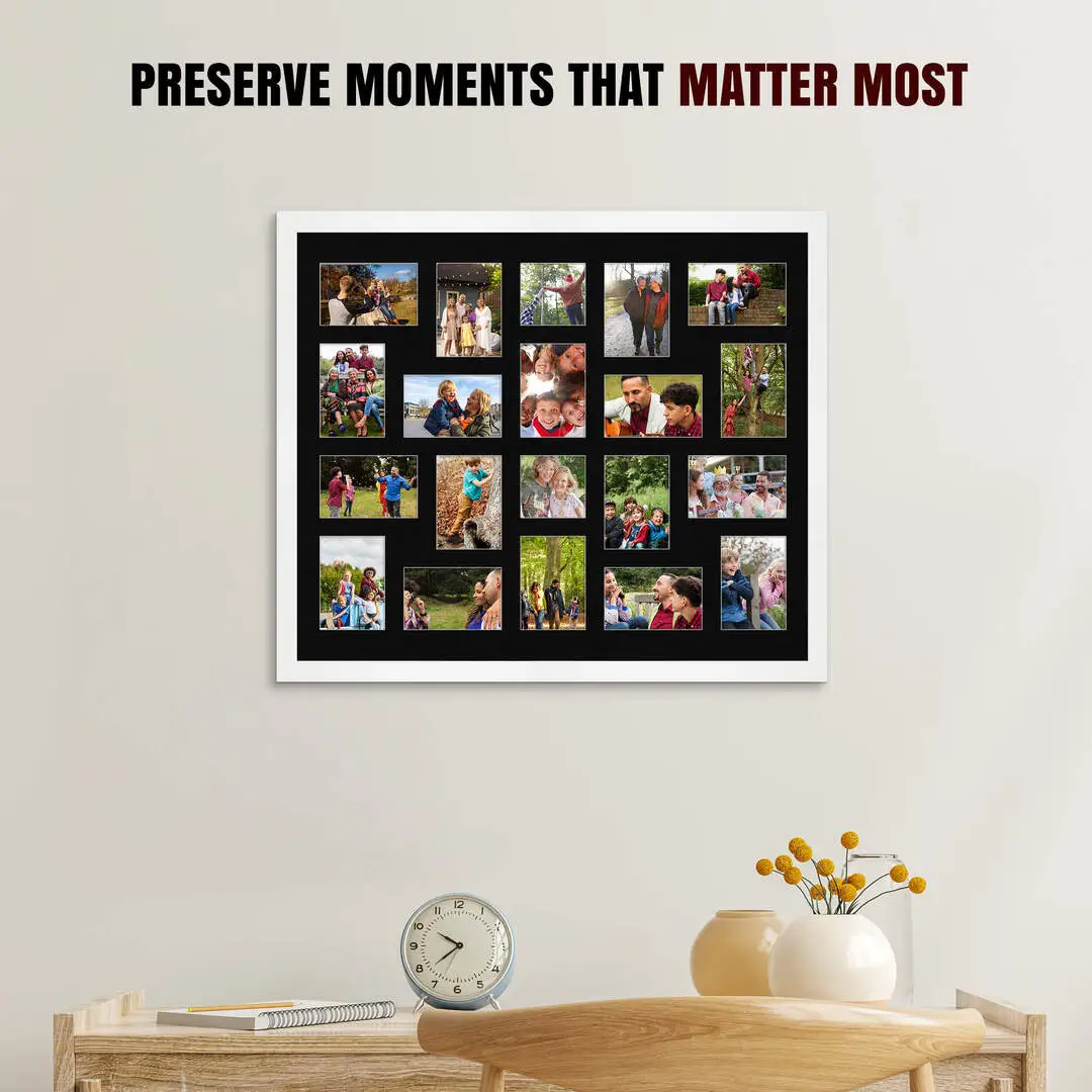 80x70cm White Modern Multi Aperture Photo Frame - Fits 6x4" (x18) & 4x4" (x2) Photos | Collage Frame thumbnail 2