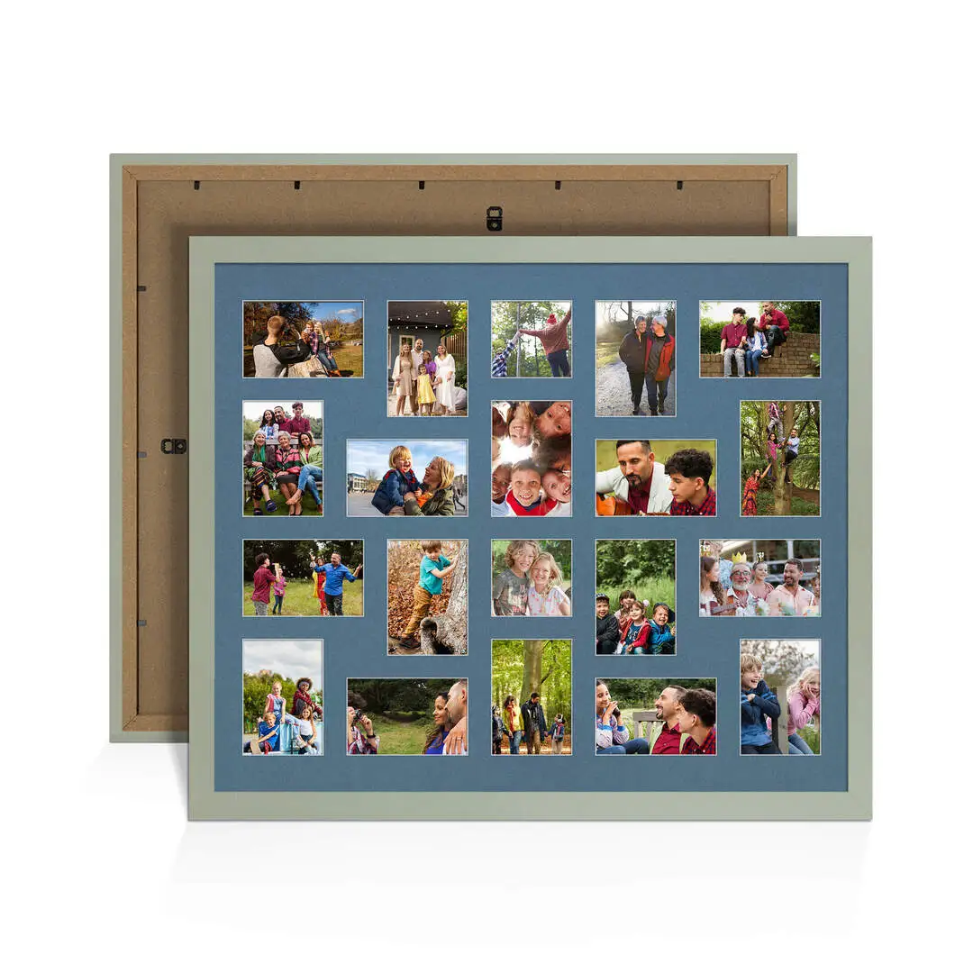 80x70cm Classic Green Multi Aperture Photo Frame - Fits 6x4" (x18) & 4x4" (x2) Photos | Collage Frame