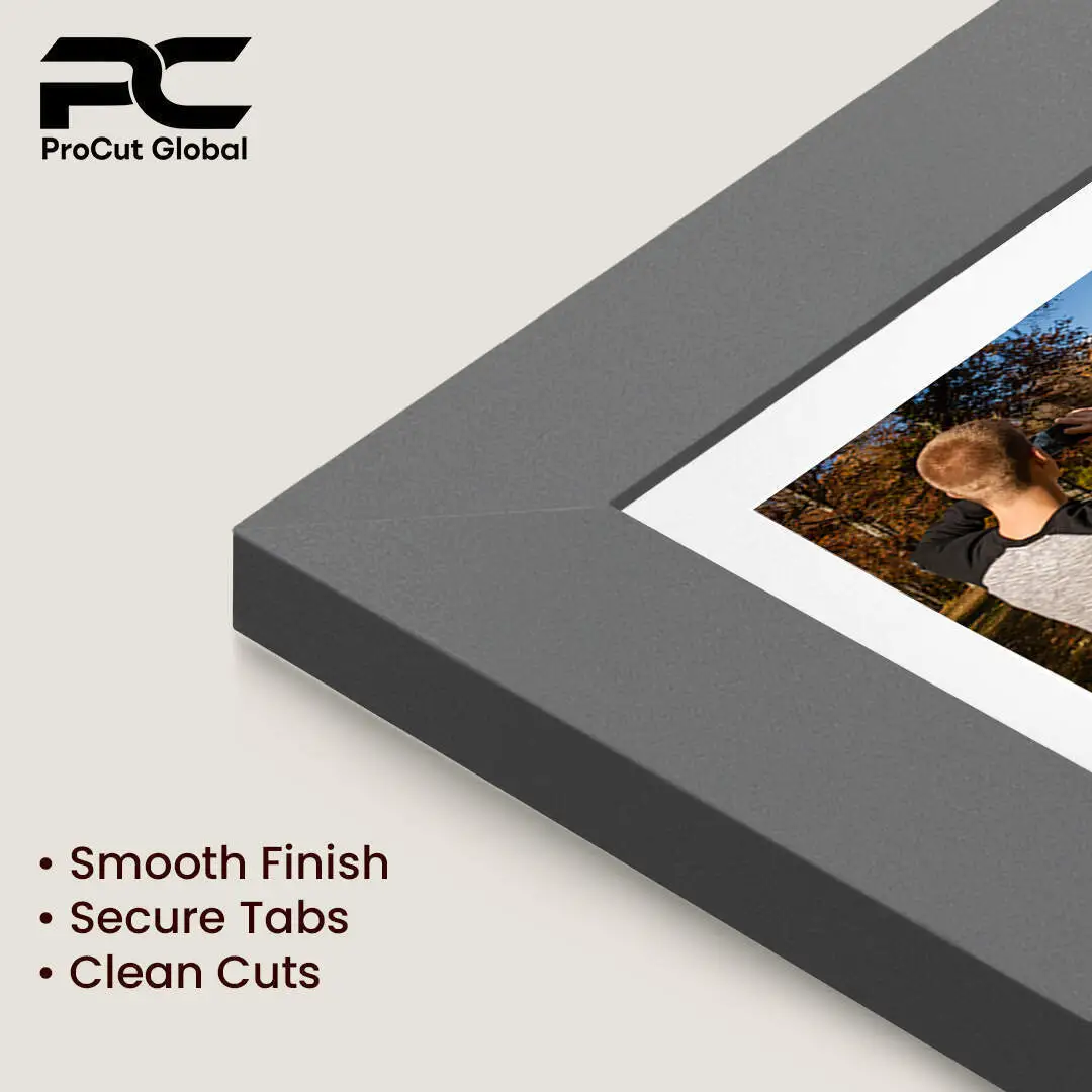 20x16" Dark Grey Modern Multi Aperture Photo Frame Holds 7x5" (x2) & 6x4" (x7) Photos With Ice White Mount | Modern Collage Frame thumbnail 7
