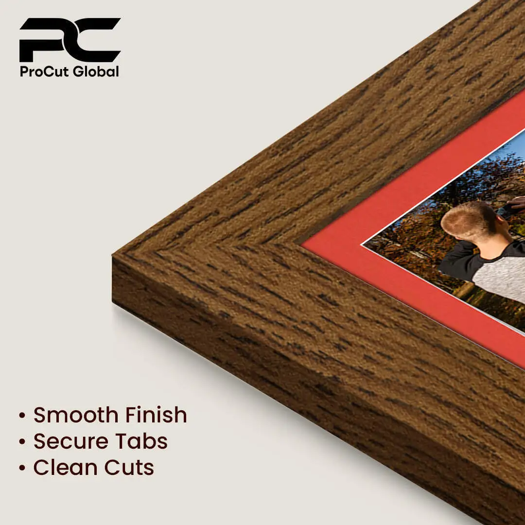 20x16" Dark Oak Modern Multi Aperture Photo Frame Holds 7x5" (x2) & 6x4" (x7) Photos With Poppy Red Mount | Modern Collage Frame thumbnail 7