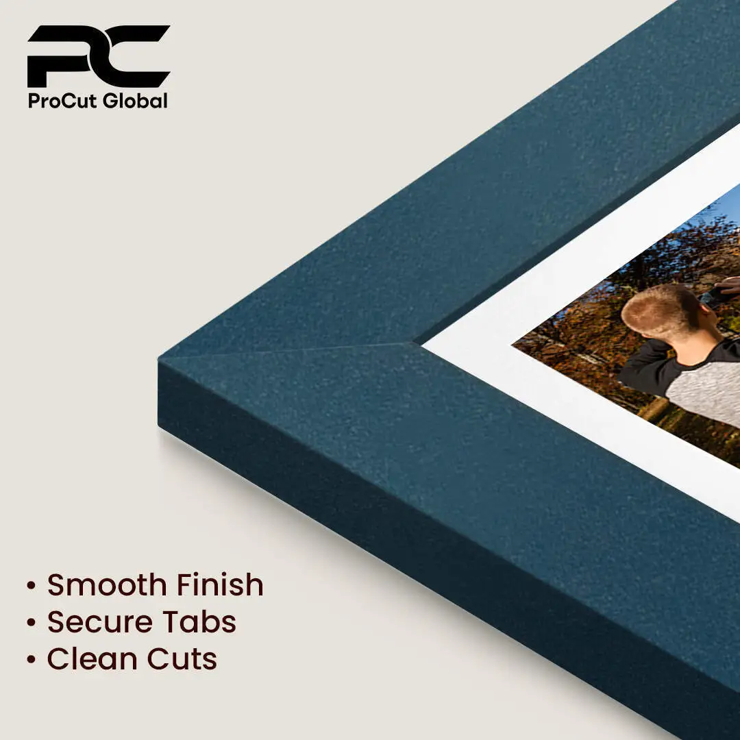 20x16" Navy Blue Modern Multi Aperture Photo Frame Holds 7x5" (x2) & 6x4" (x7) Photos With Ice White Mount | Modern Collage Frame thumbnail 7