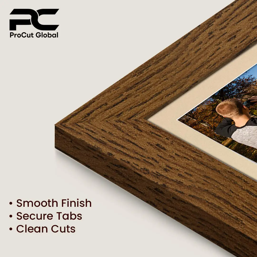 80x70cm Dark Oak Modern Multi Aperture Photo Frame Holds 6x4" (x18) & 4x4" (x2) Photos With Ivory Mount | Modern Collage Frame thumbnail 7