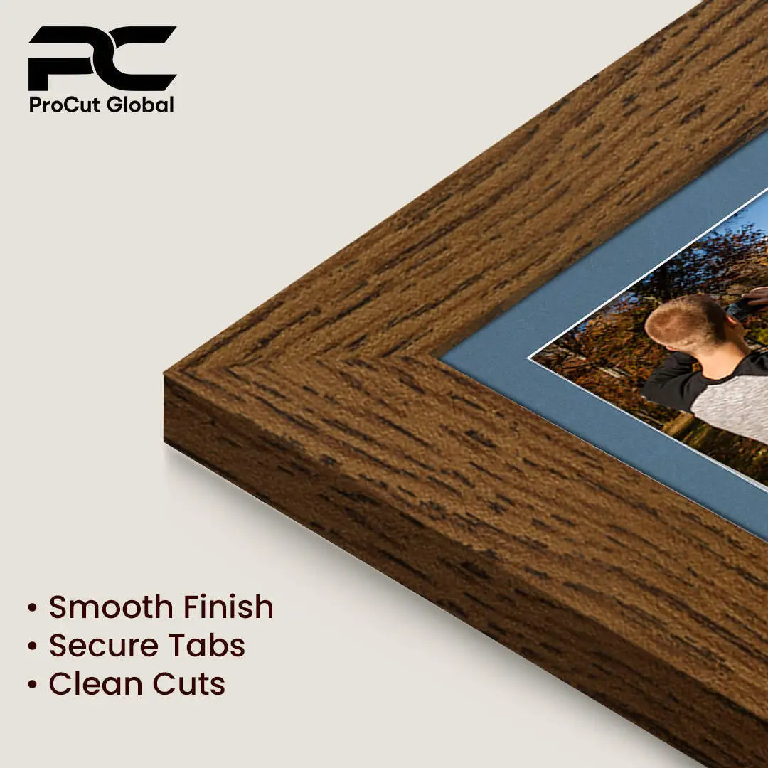 80x70cm Dark Oak Modern Multi Aperture Photo Frame Holds 6x4" (x18) & 4x4" (x2) Photos With Pompador Mount | Modern Collage Frame thumbnail 7