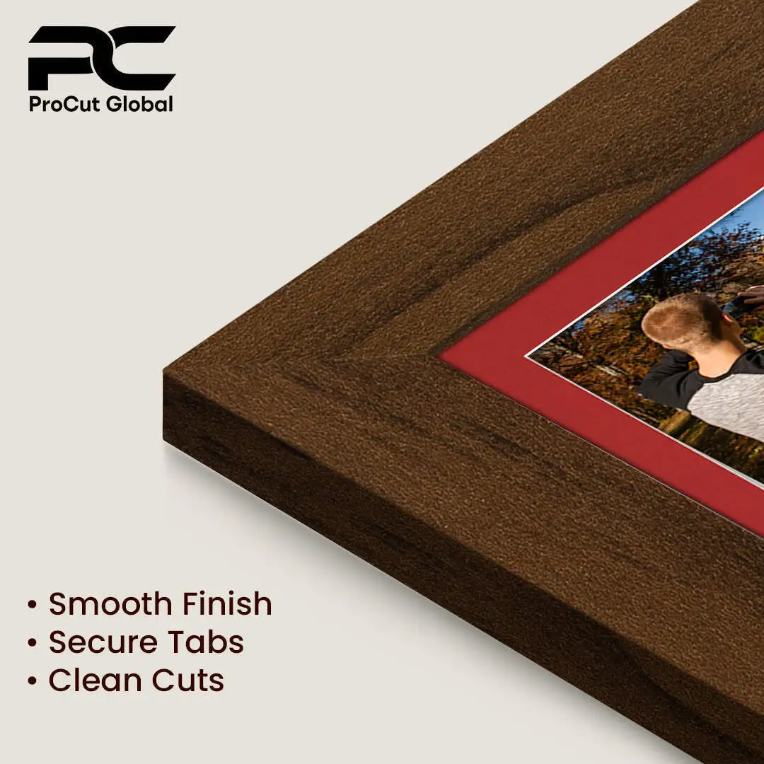 80x70cm Walnut Modern Multi Aperture Photo Frame Holds 6x4" (x18) & 4x4" (x2) Photos With Crimson Mount | Modern Collage Frame thumbnail 7