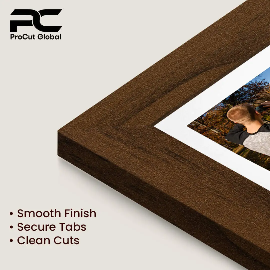 80x70cm Walnut Modern Multi Aperture Photo Frame Holds 6x4" (x18) & 4x4" (x2) Photos With Ice White Mount | Modern Collage Frame thumbnail 7