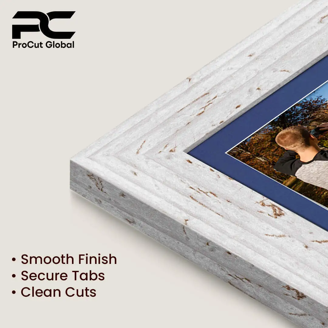 80x70cm White Rustic Modern Multi Aperture Photo Frame Holds 6x4" (x18) & 4x4" (x2) Photos With Blue Mount | Modern Collage Frame thumbnail 7