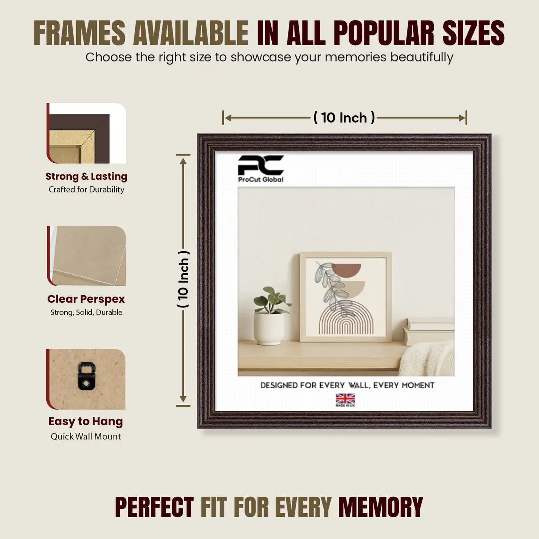 10x10" Classic Rose Wood Picture Frame - Timeless Wall Display For Family Photos & Artwork thumbnail 4