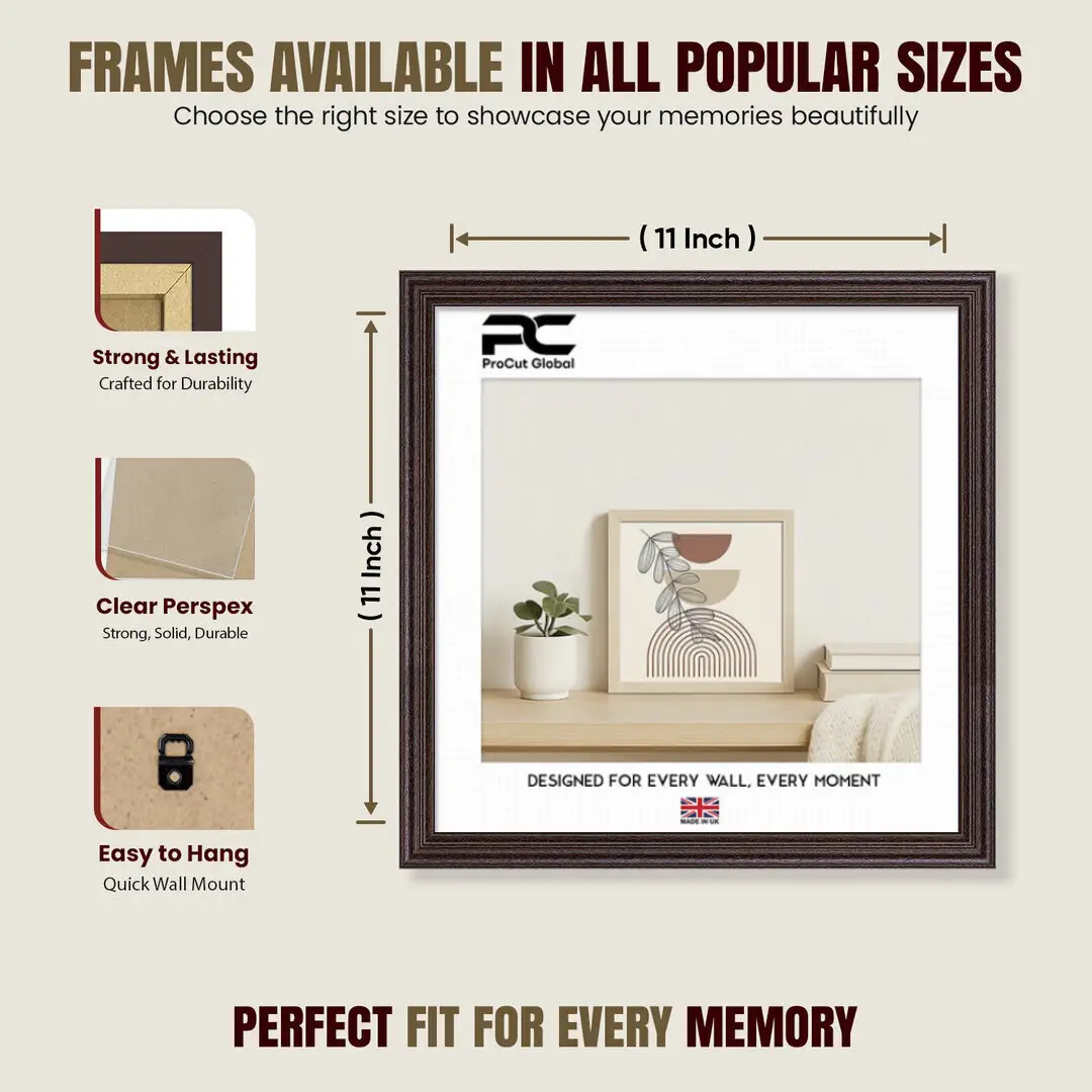11x11" Classic Rose Wood Picture Frame - Elegant Wall Display For Photos & Artwork thumbnail 4