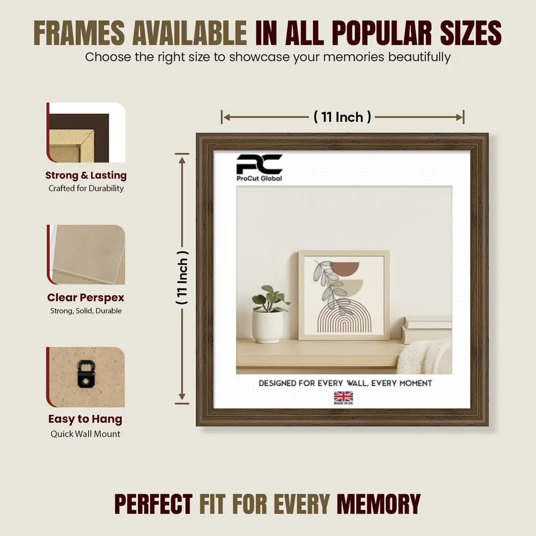 11x11" Classic Walnut Picture Frame - Elegant Wall Display For Photos & Artwork thumbnail 4