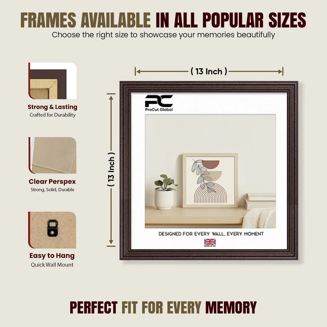 13x13" Classic Rose Wood Picture Frame - Timeless Wall Display For Family Photos & Artwork thumbnail 4