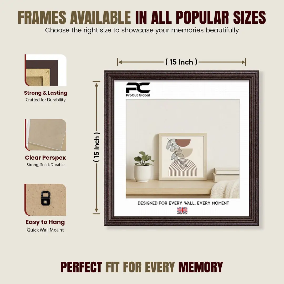15x15" Classic Rose Wood Picture Frame - Timeless Wall Display For Family Photos & Artwork thumbnail 4