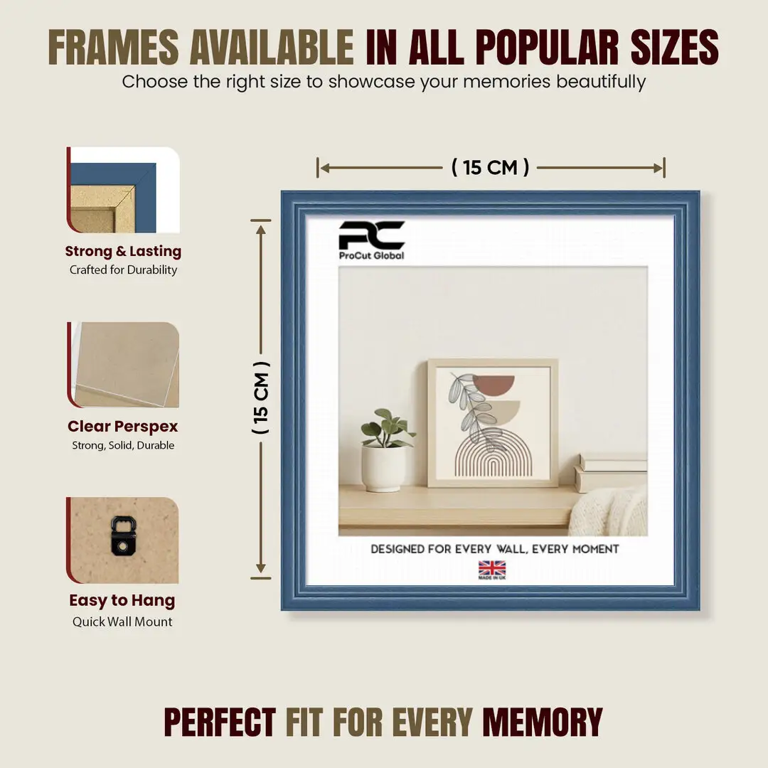 15x15cm Classic Navy Blue Picture Frame - Elegant Wall Display For Photos & Artwork thumbnail 4